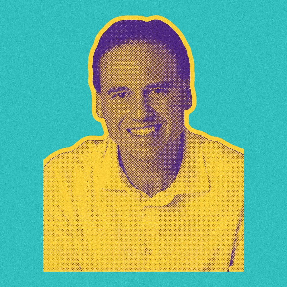Newsprint cut-out of Greg Hunt’s head and shoulders.