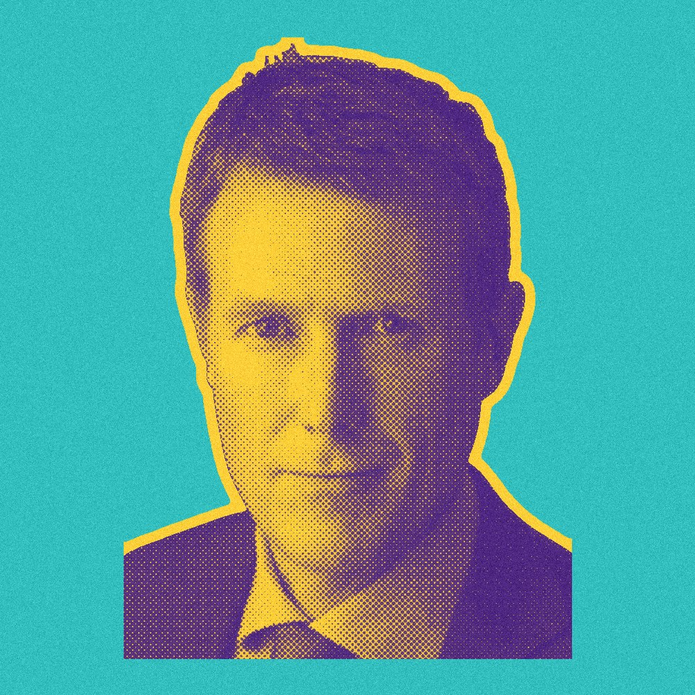 Newsprint cut-out of Christian Porter’s head and shoulders.